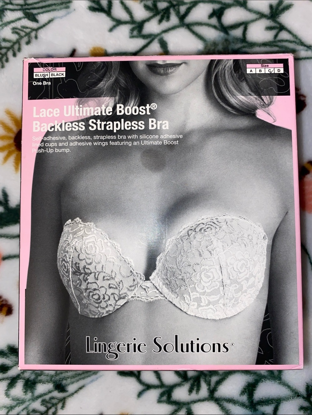 Lingerie Solutions Lace Backless Strapless Bandeau Bra in Blush/Black